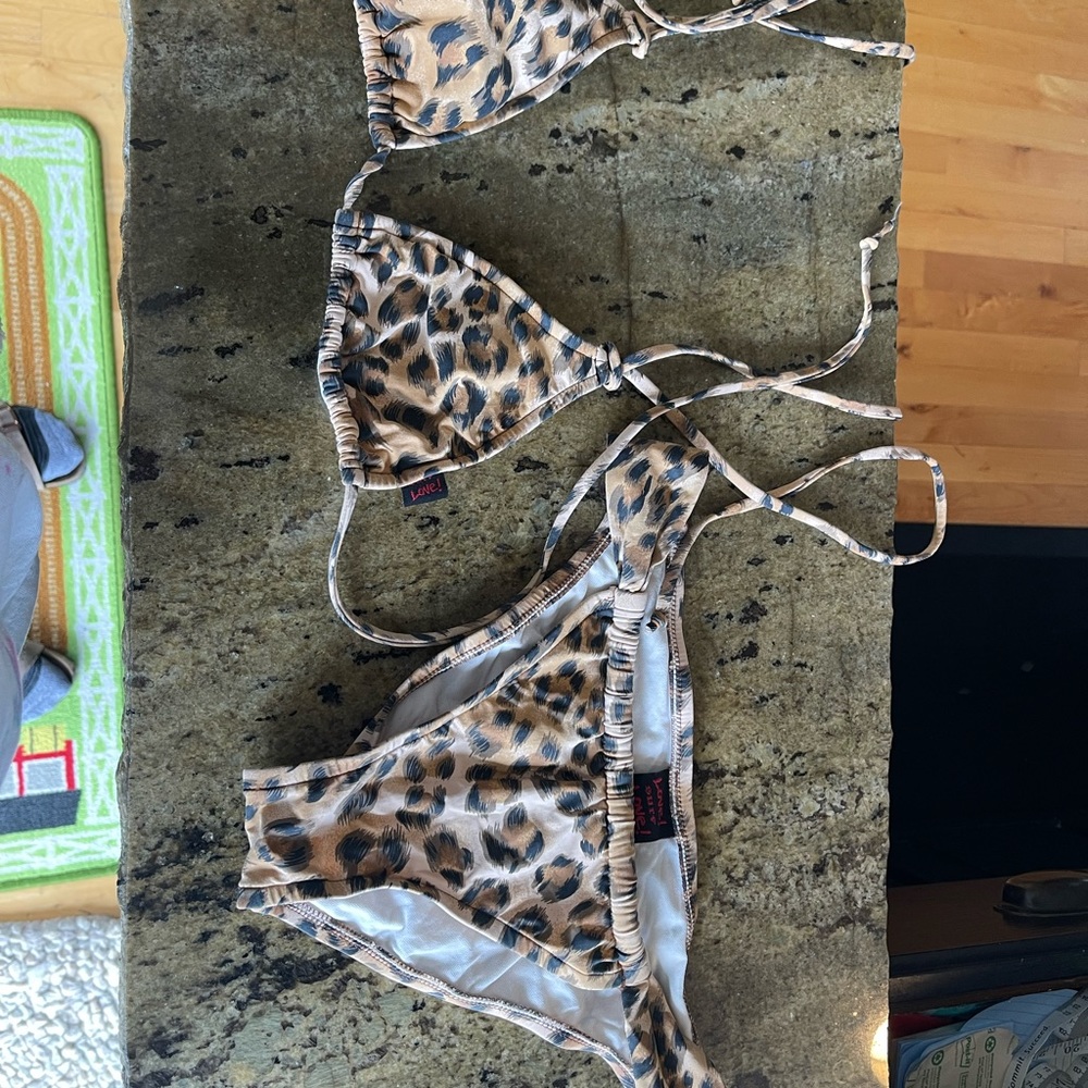Love surf love leopard cheetah print string bikini